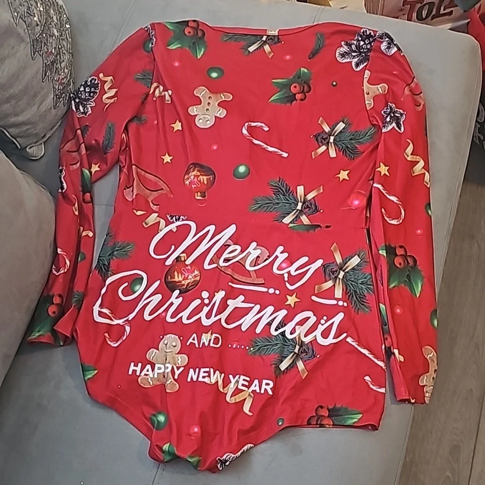 NWOT Sexy Christmas Pajamas One-Piece Romper - Picture 6 of 6